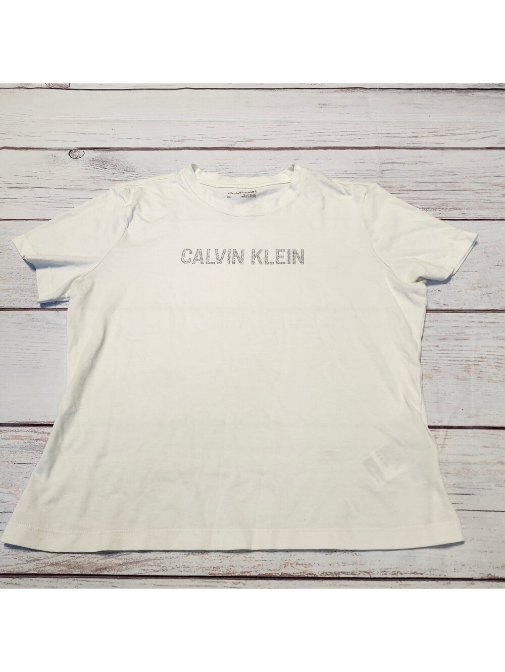 Calvin Klein White Logo Crew Neck T-Shirt Size L/G